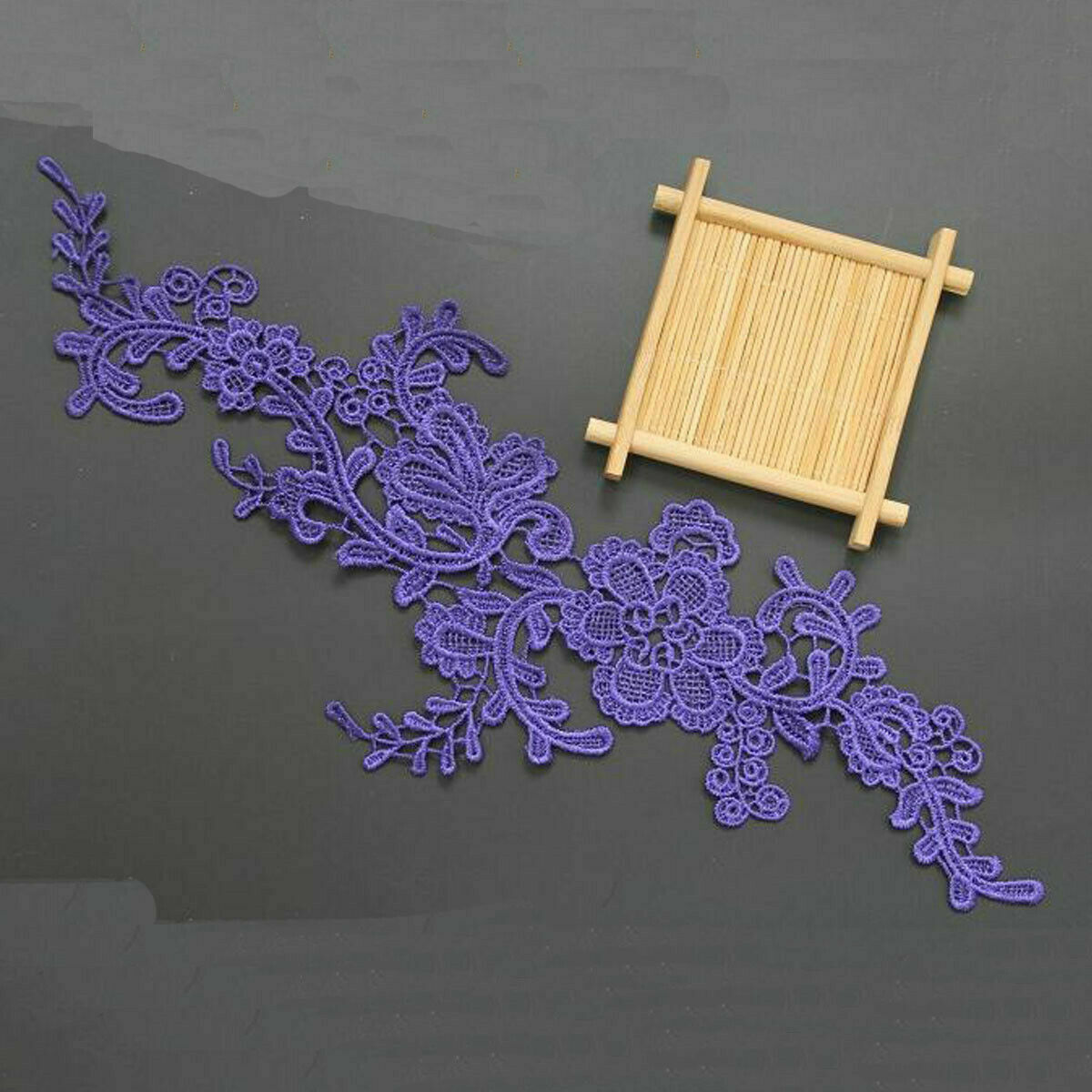 1 Pair Bridal Lace Flower Embroidery Wedding Lace Trims Applique Sequins Clothes DIY Craft Decor