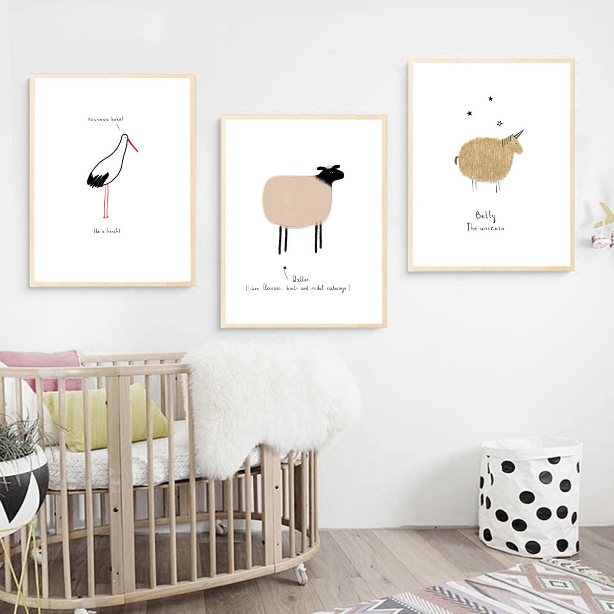 Nordic Canvas Poster Cartoon Cute Animal Wall Hangings Kids Room Home Decor Art