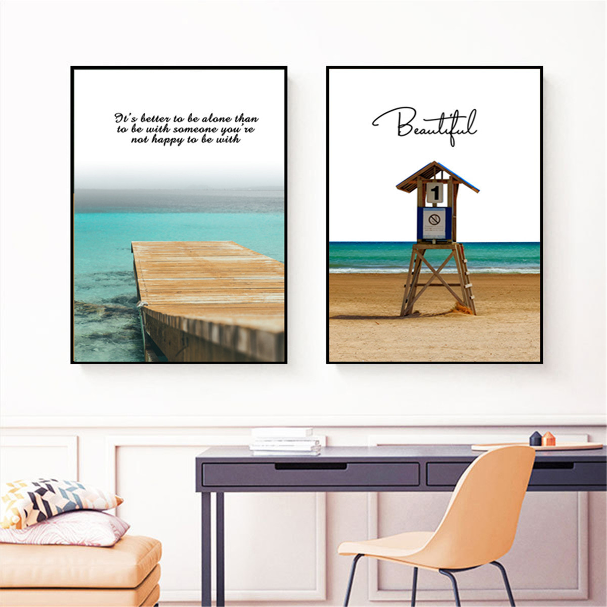 Sea Landscape Inspirational Quote Canvas Poster Wall Art Prints Home Decoration Oil Painting Posters Prints Wall Art Picture