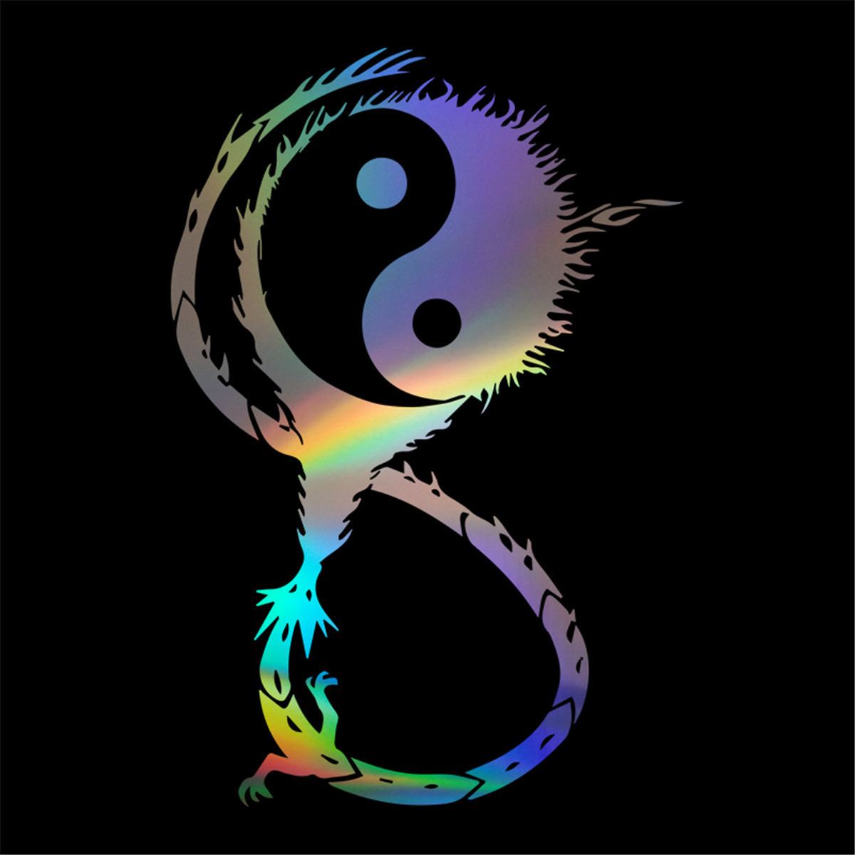 Yin Yang Taiji Dragon Vinyl Art Decal Car Truck Auto Bumper Door Wall Laser Sticker Gift Die Cut Decals Laptop Window Glass