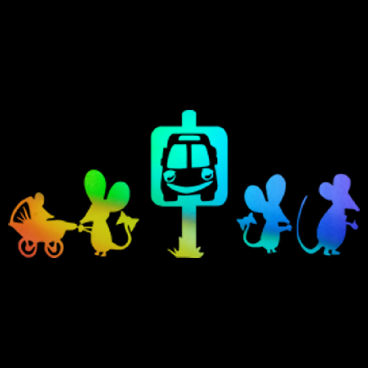 Mouse Mice Waiting Bus Funny Decal Car Window Truck Bumper Wall Vinyl Laser Sticker Gift Die Cut Decals Laptop Window Glass