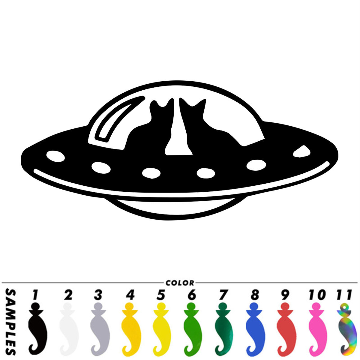 Funny Alien UFO Cat Vinyl Decal Car Bumper Vehicle Window Wall Laptop Laser Sticker Gift Die Cut Decals Laptop Window Glass