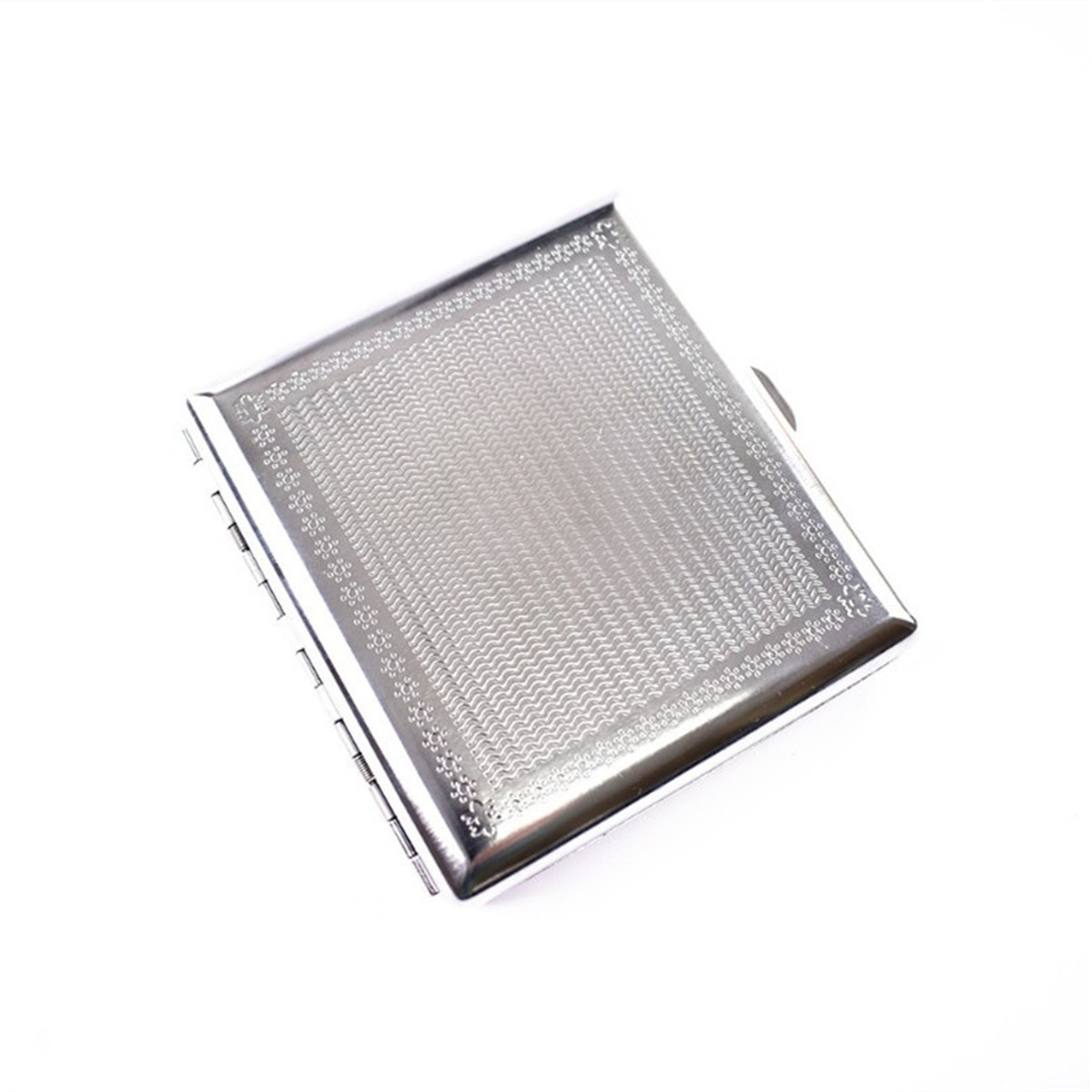 Vintage Men Stainless Steel Flip Retro Embossed Pattern Cigarette Case Holder Silver Holds 20 Cigarettes