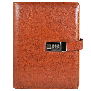 custom leather notebook diary with code lock