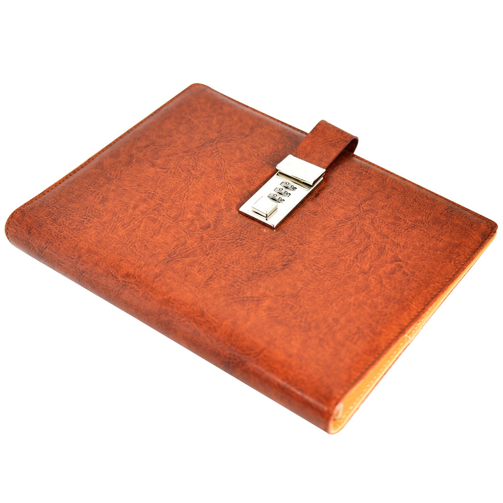 custom leather notebook diary with code lock