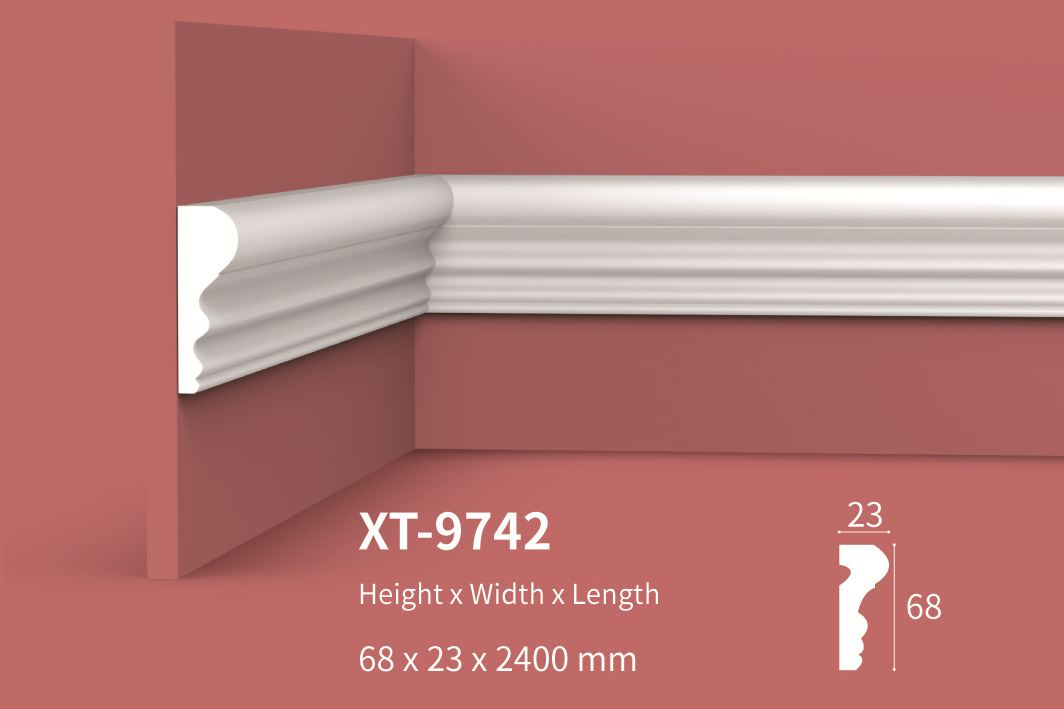 XT-9742 Top Quality White Colour Polyurethane Moulding Architectural Foam Injection Plain Panel Molding waterproof panel molding