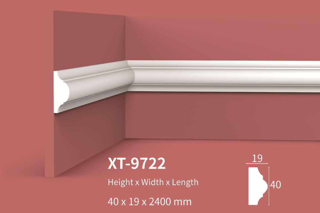 XT-9722 Decorative polyurethane wallboard molding Modern PU wainscot mold lightweight PU plain panel molding for wall decoration