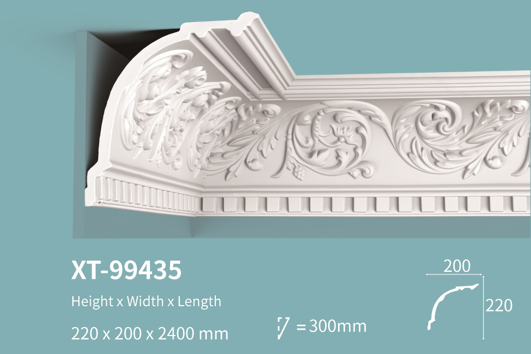 XT99435 Popular Design Decorative crown cornice molding for ceiling lightweight Eco-Friendly Polyurethane carved cornice molding