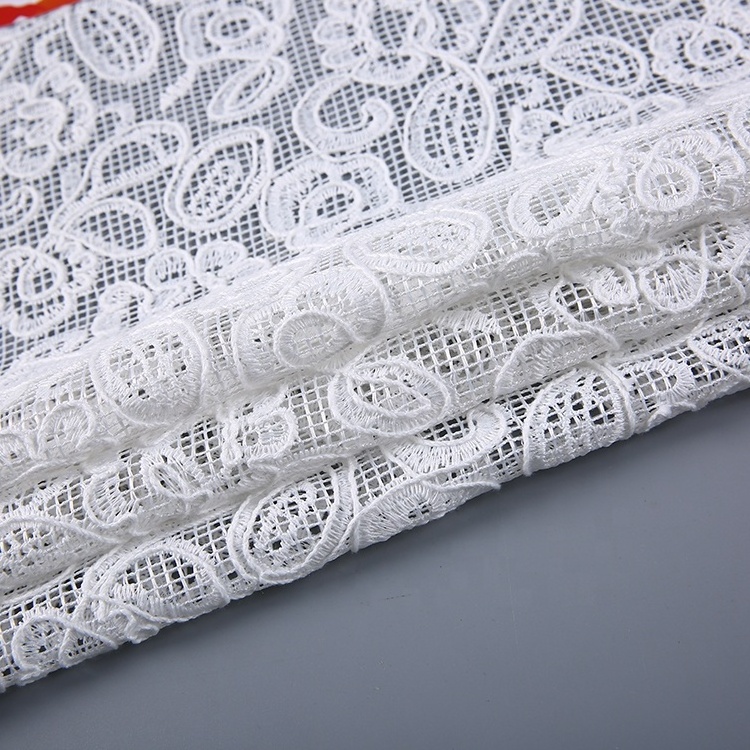 HA-15983 New arrivals custom design polyester cord embroidery mesh fabric for clothing