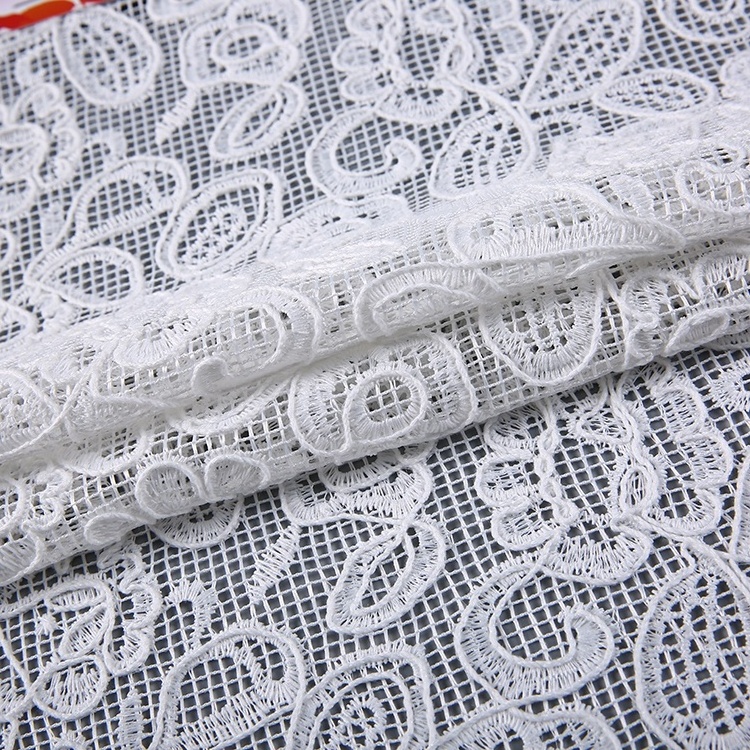 HA-15983 New arrivals custom design polyester cord embroidery mesh fabric for clothing