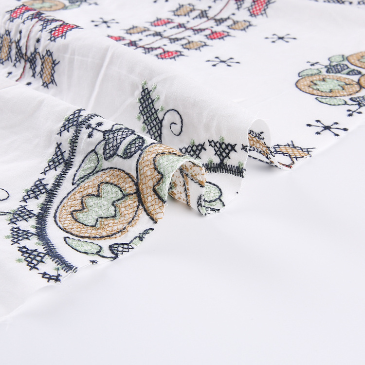 HA-18996B Multi Color Embroidery Base 100%Cotton Yarn 100%Poly Woven Cotton Embroidery Fabric For Garment