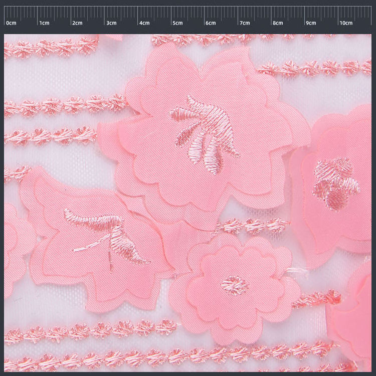 HA-18212 China suppliers 3D flower embroidery with beads mesh 3D floral embroidered fabric