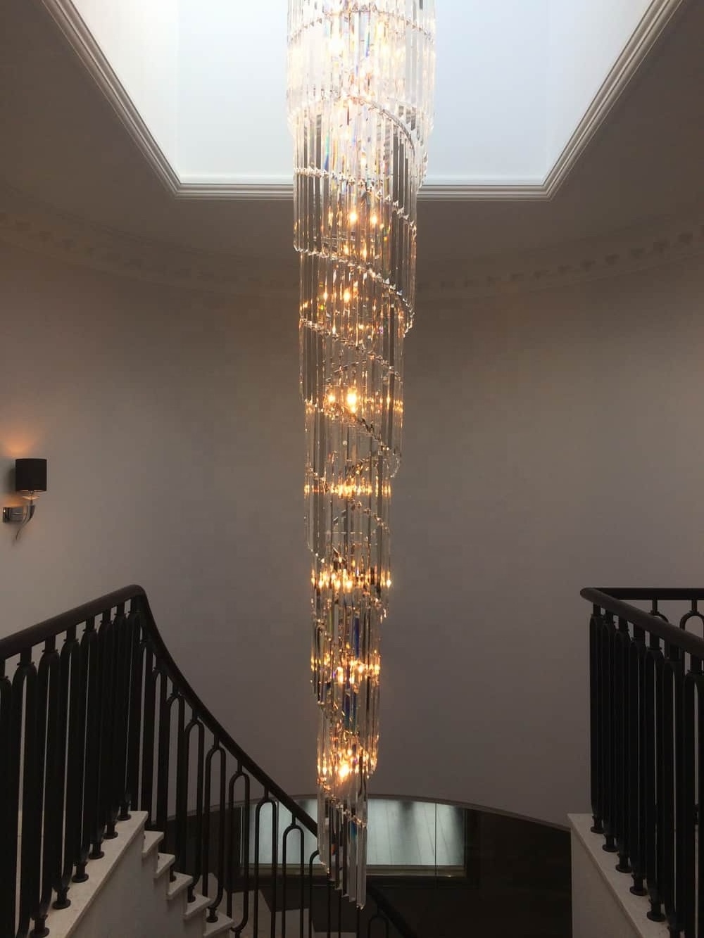 Staircase Lighting Fixture Luxury Designer Lustre Long Crystal Bead Chandeliers