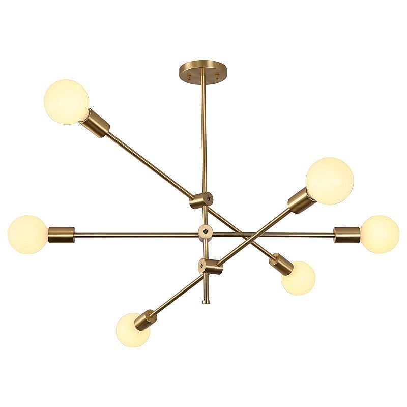 OEM Nordic Modern Neat Concise Brushed Brass Sputnik Pendant Light Fixture Chandelier