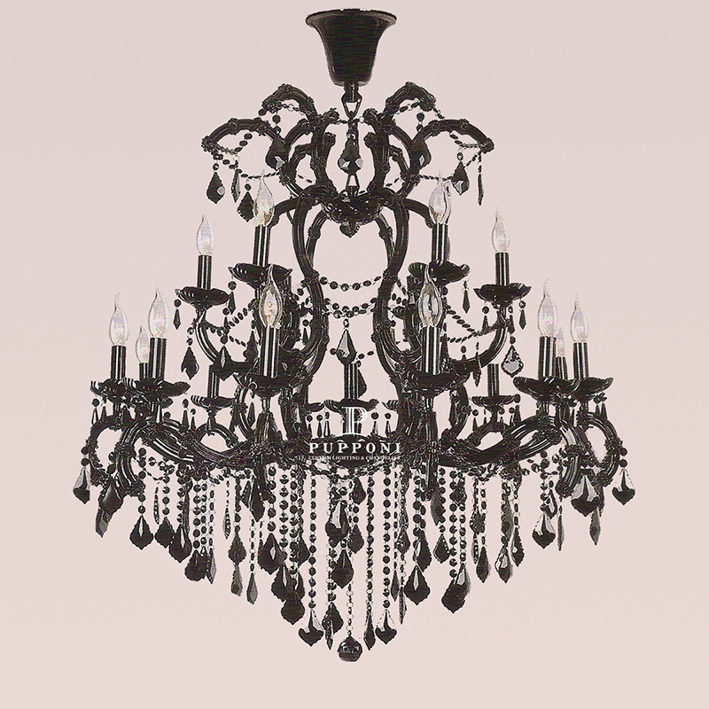 Modern Custom Black Large Pendant Crystal Lights For Hotel Stairs Farmhouse Luxury Maria Theresa Chandelier