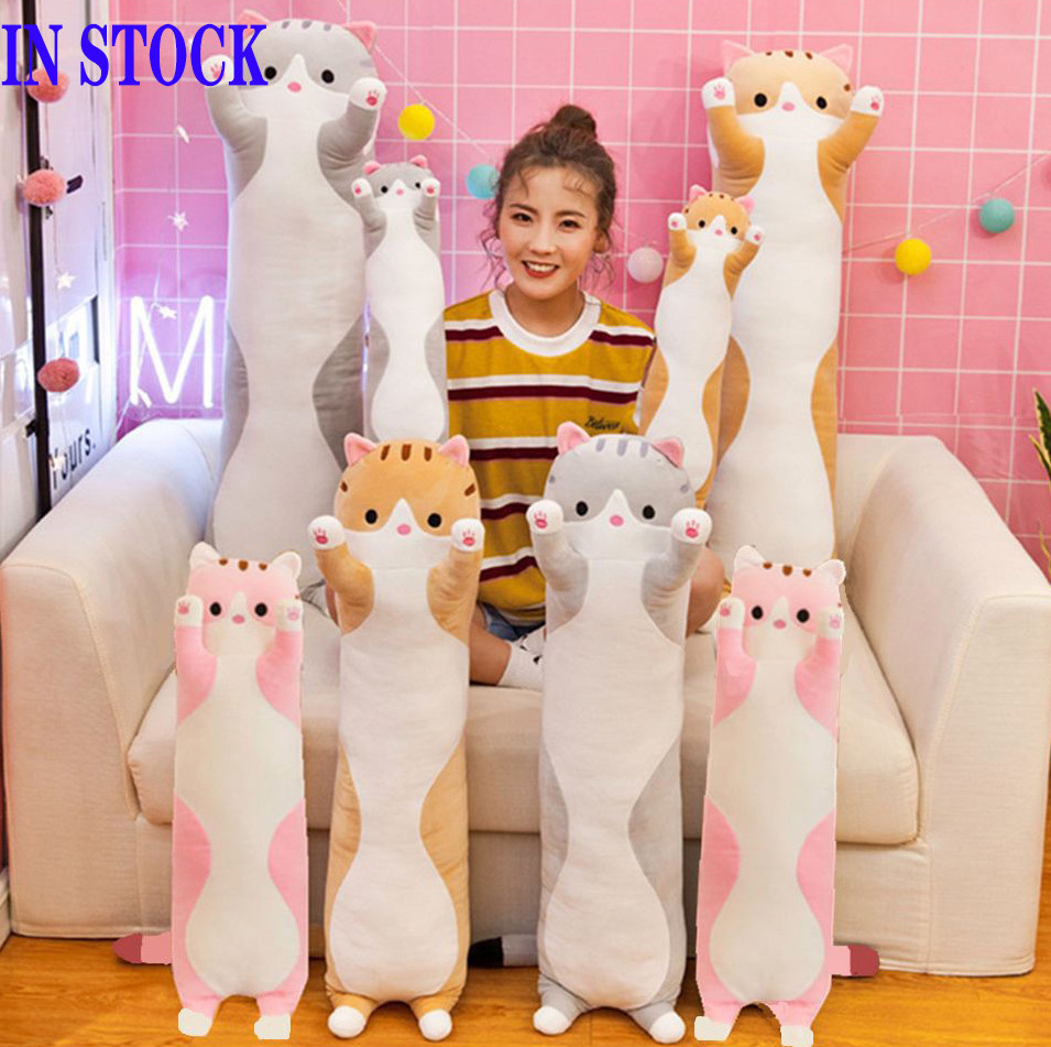 IN STOCK popular Soft Long Cat Stuffed Animals Plush Doll Pillow cartoon kawaii Sleeping hugging Long Cat Plush Toy