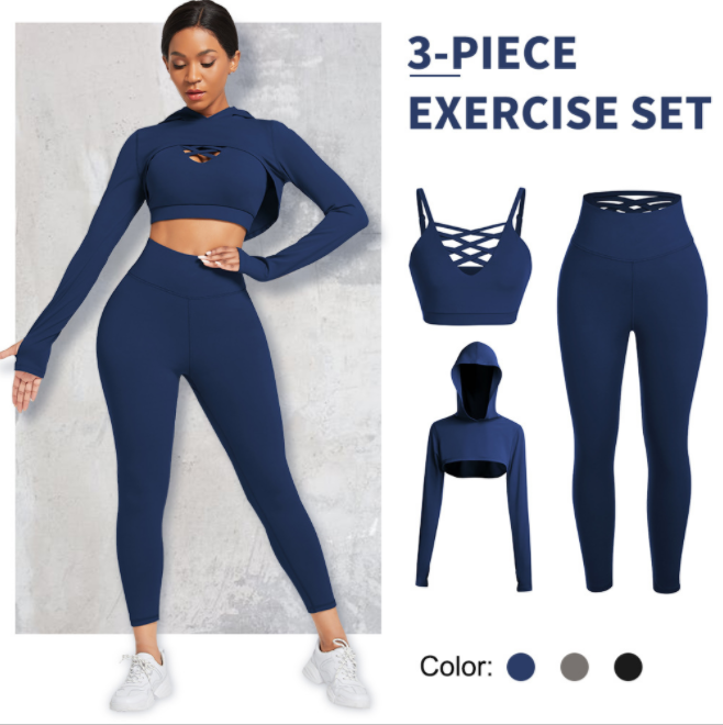 2024 S-XL New Trend fitness & yoga wear Arrival 3 pcs gym fitness sets Gym Wear Workout Clothing Active Yoga Wear Women Set