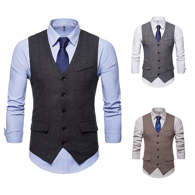 fashion high quality plus size men's suit vest Waistcoat oem