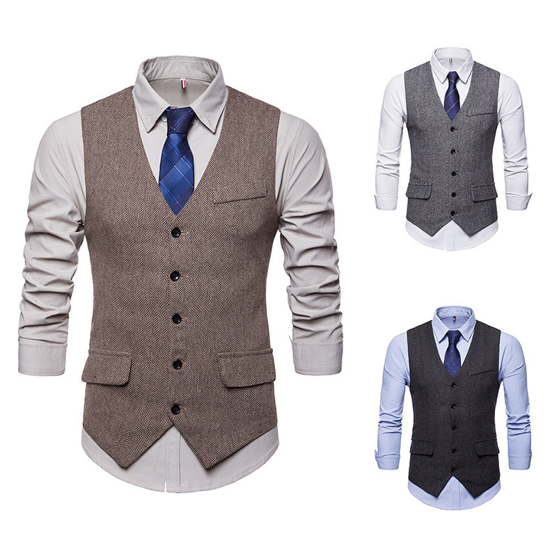 fashion high quality plus size men's suit vest Waistcoat oem