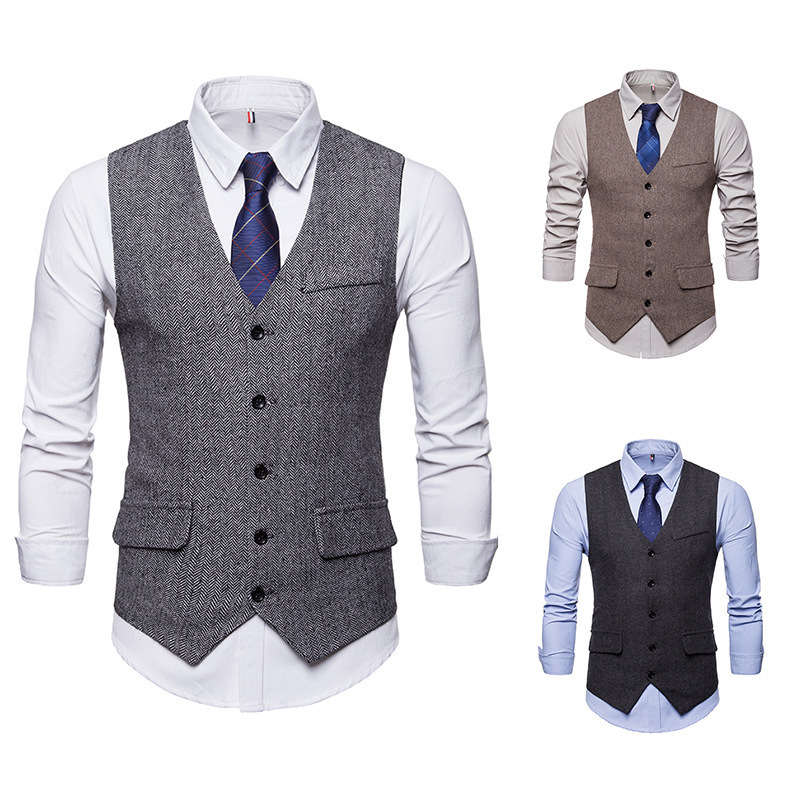 fashion high quality plus size men's suit vest Waistcoat oem