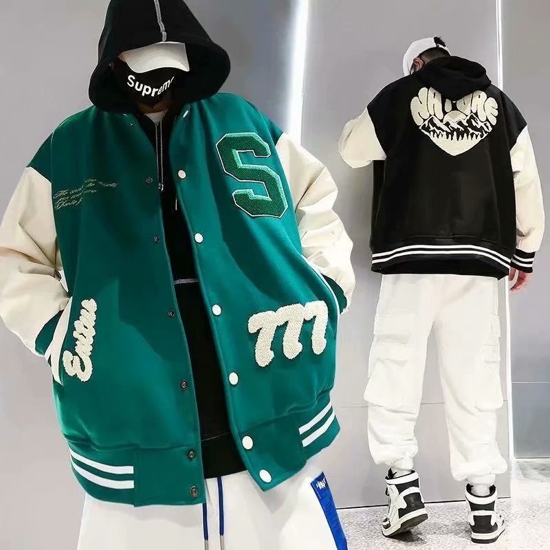 fashion sports students polyester baseball uniform men's varsity jacket