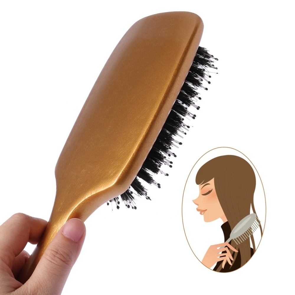 Custom Logo Plating Anti Brush Paddle Detangle Plastic Hair Brush Massage Tik Tok  Boar Bristle Hair Brush For Wet And Dry Hair