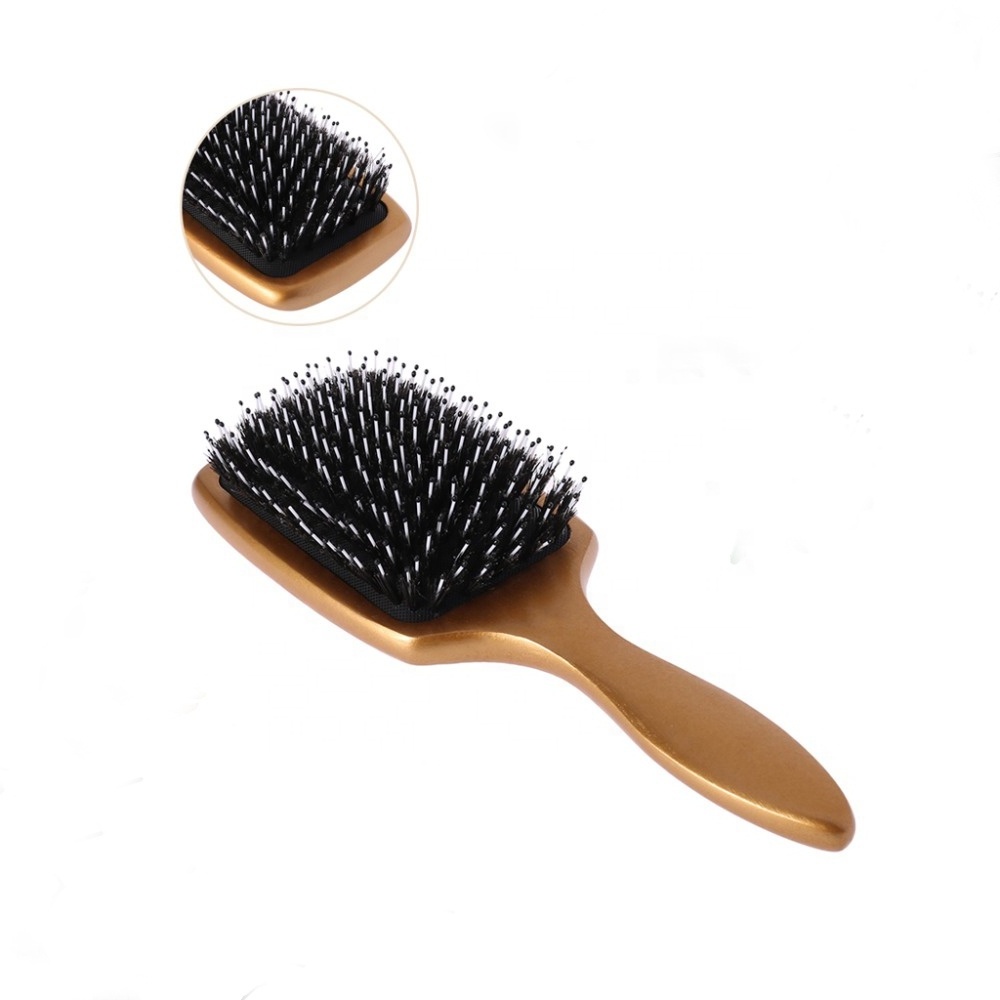 Custom Logo Plating Anti Brush Paddle Detangle Plastic Hair Brush Massage Tik Tok  Boar Bristle Hair Brush For Wet And Dry Hair