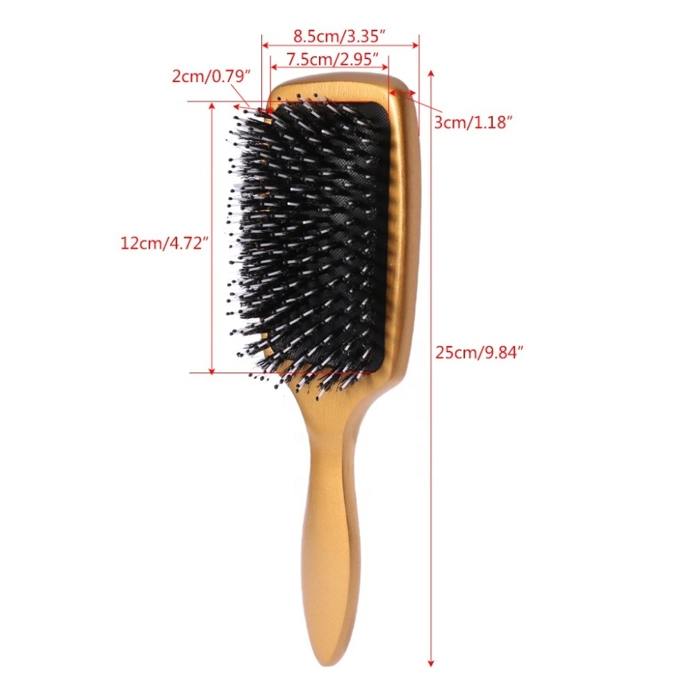 Custom Logo Plating Anti Brush Paddle Detangle Plastic Hair Brush Massage Tik Tok  Boar Bristle Hair Brush For Wet And Dry Hair