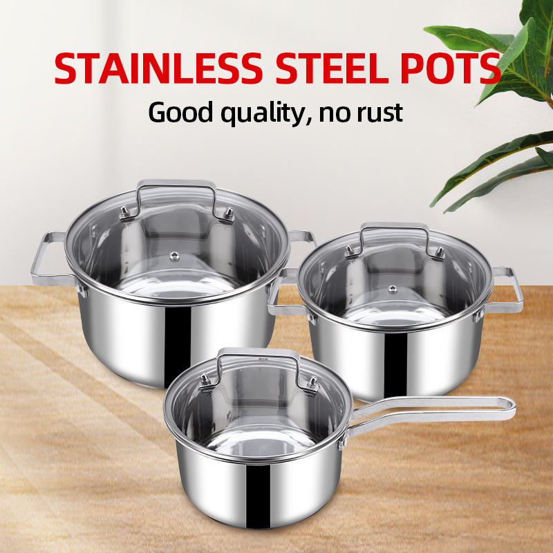 2023 Stainless Steel 6 pcs Cookingware Sets Casserole Kitchenware Ollas Cookware Sets Cooking Pot Set