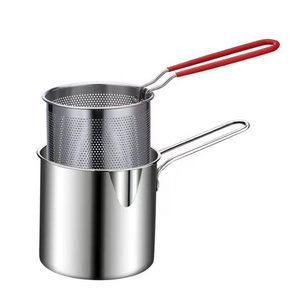 2024 Hot selling kitchen multifunction stainless steel 304 milk cooking pot small fried food basket cooker mini gas deep fryer