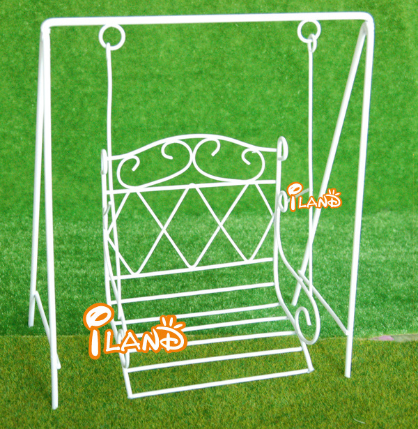 iland Dollhouse Miniature Garden Furniture Metal Swing For Doll House Courtyard Outdoor Decoration