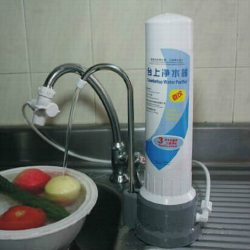 Faucet mounted countertop water filter