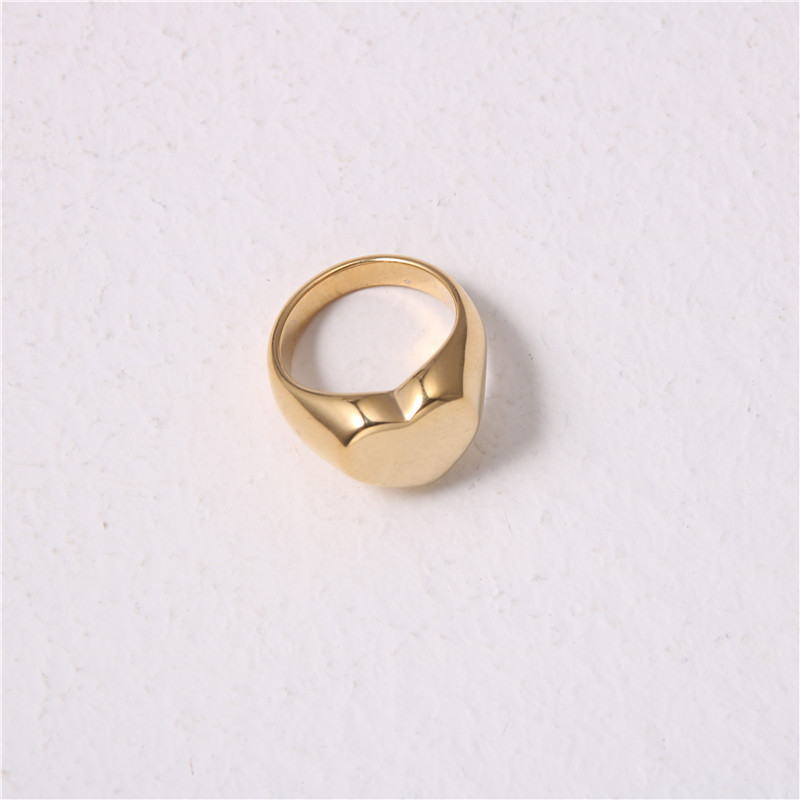 Ins Trendy Fashion Minimal Stainless Steel Jewelry Blank Gold Plated Signet Rings Heart Ring For Girls