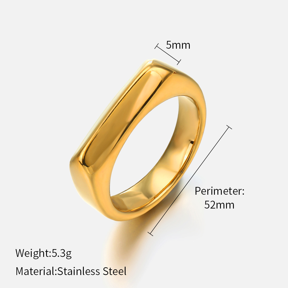 Fashion Women Stainless Steel Geometric Ring High Polished Real Gold Plated 316L Stainless Steel Ring for Party