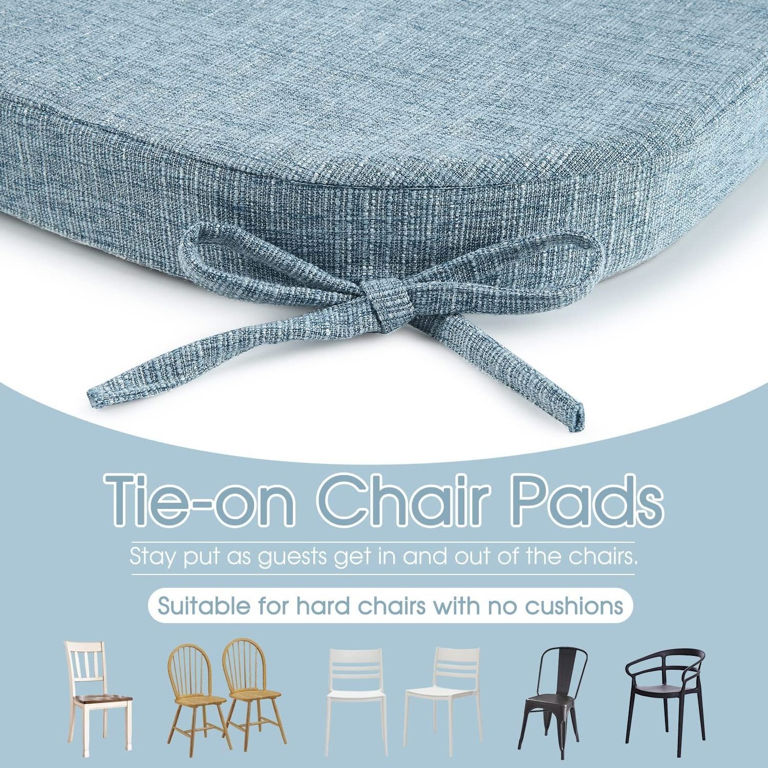 Chair Cushions for Dining Chairs 4 Pack Memory Foam Cushion with Ties and Non Slip Backing Chair Pads for Dining