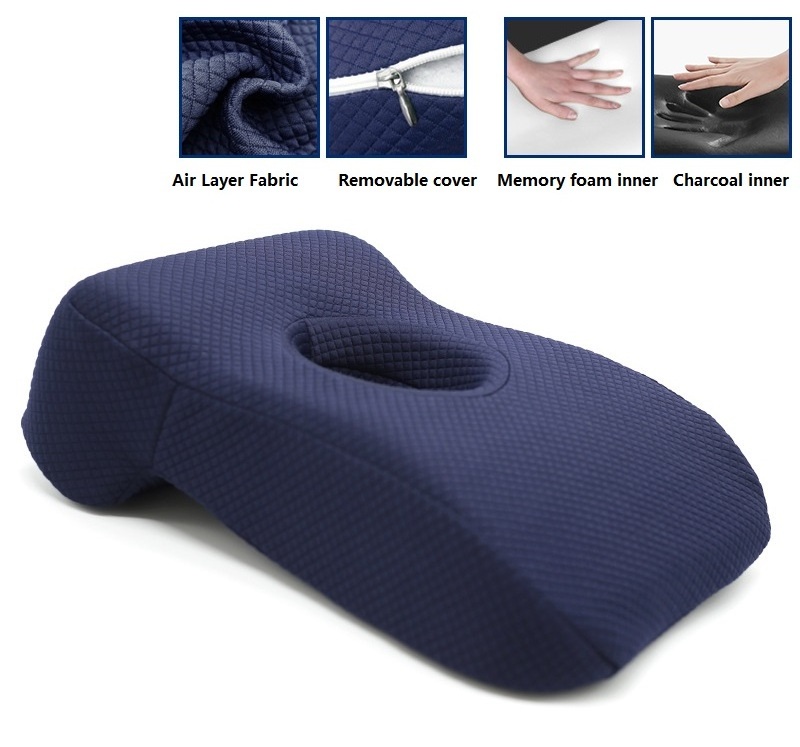 Nap sleeping face down cradle Pillow cushion with hollow and bamboo charcoal memory foam  inner