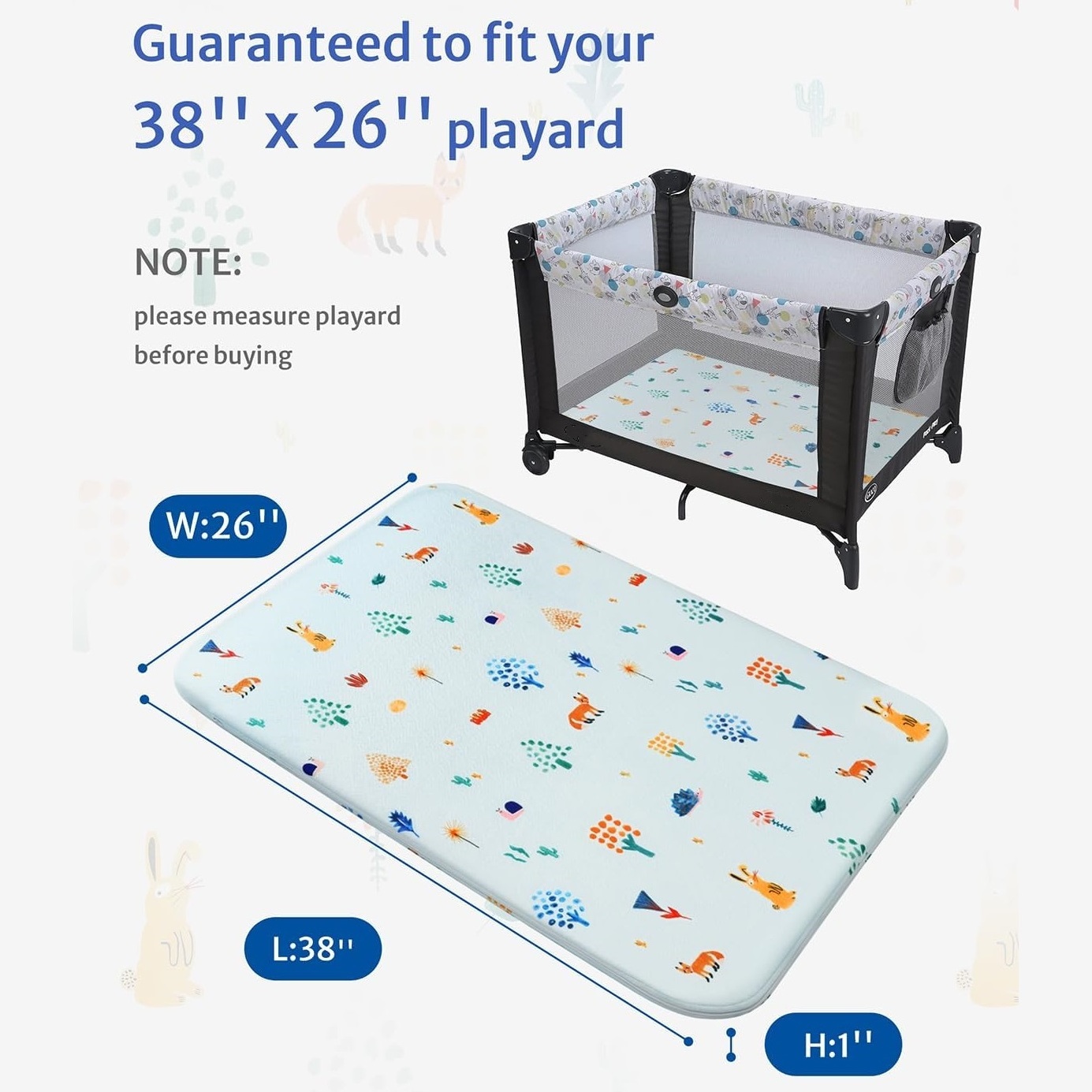 Soft High Density Memory Foam Mattress Bed Pads Foam Mattresses for Baby and Toddlers with Removable Jacquard Cover