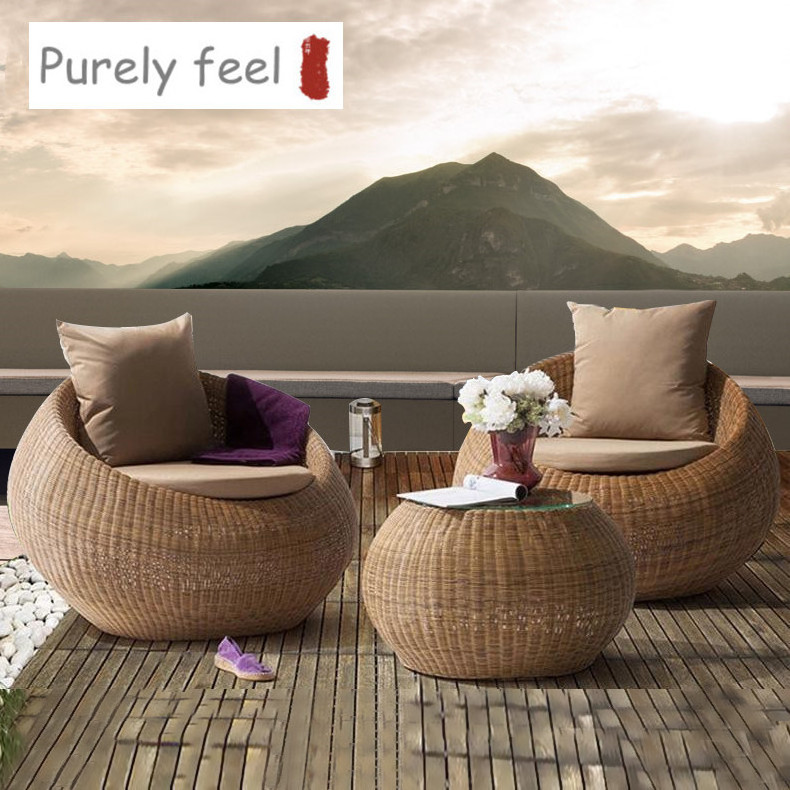 PurelyFeel Rattan outdoor chair sofa balcony outdoor combination furniture rattan coffee table