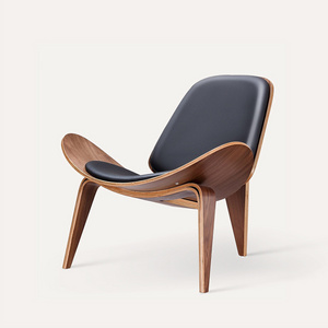 PurelyFeel Nordic classic shell chair is engraved flat with a simple designer leather smile lounge chair