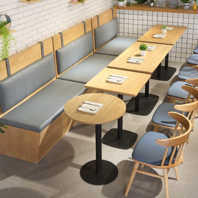 PurelyFeel Custom milk tea shop cafe booth sofa plate chain restaurant theme restaurant table and chair combination