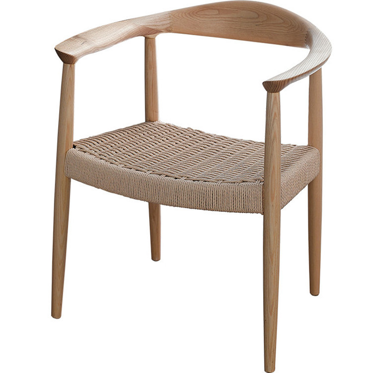 Furniture High Quality Indoor Wood Chairs Nordic Style Modern Rope Seat Dining Chair