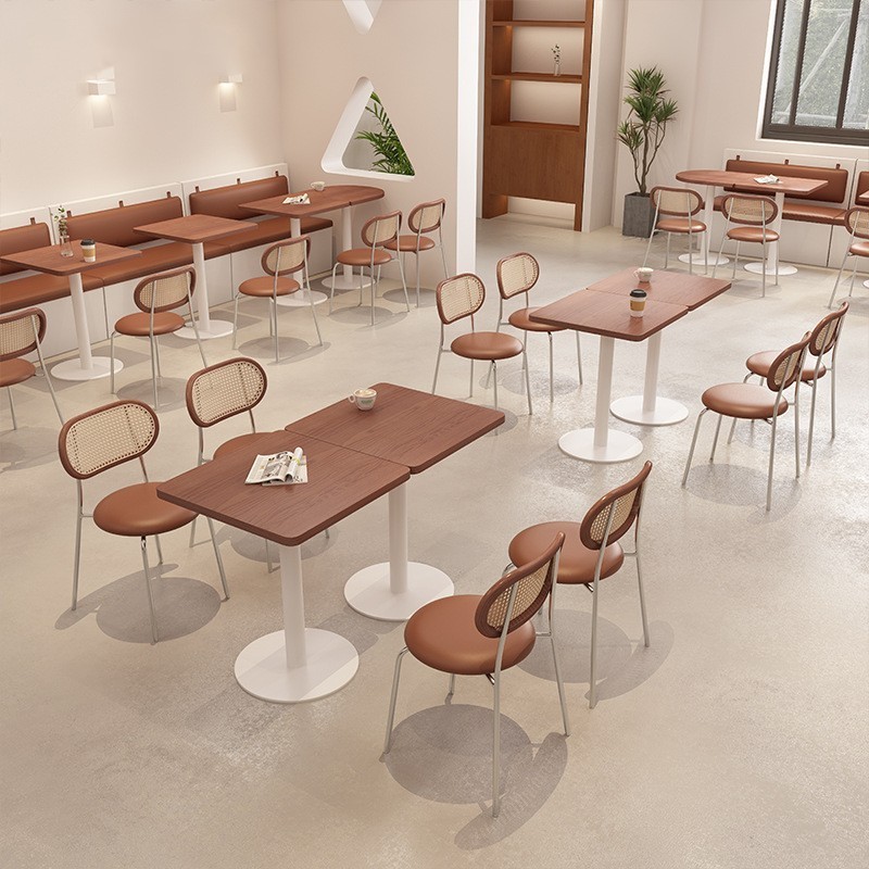 PurelyFeel Milk tea shop coffee casual table and chair combination cream wind dessert cake shop bakery booth sofa