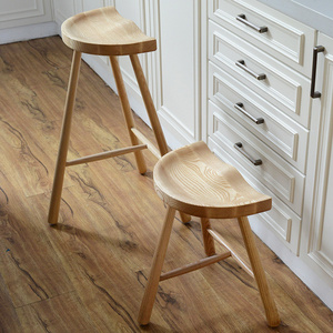 PurelyFeel Nordic Ash Solid Wood Bar Stool Creative Bar Stool Homeuse Low Stool