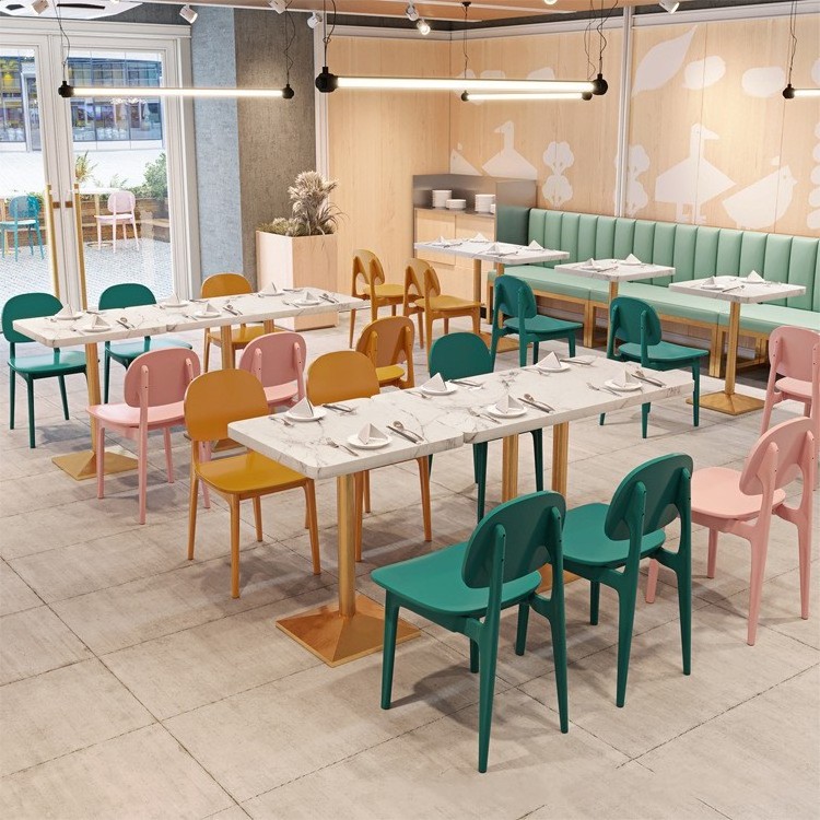 PurelyFeel Milk tea shop plastic chair fast food restaurant canteen dessert restaurant restaurant table and chair combination