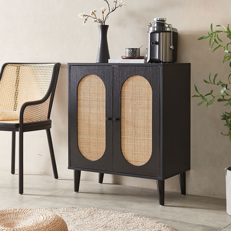 PurelyFeel Rattan woven shoe cabinet simple wabi-sabi simple modern side drawer storage cabinet Japanese porch cabinet