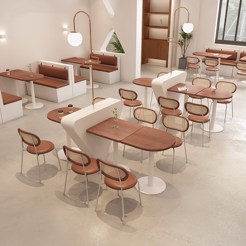 PurelyFeel Milk tea shop coffee casual table and chair combination cream wind dessert cake shop bakery booth sofa