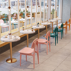 PurelyFeel Milk tea shop plastic chair fast food restaurant canteen dessert restaurant restaurant table and chair combination