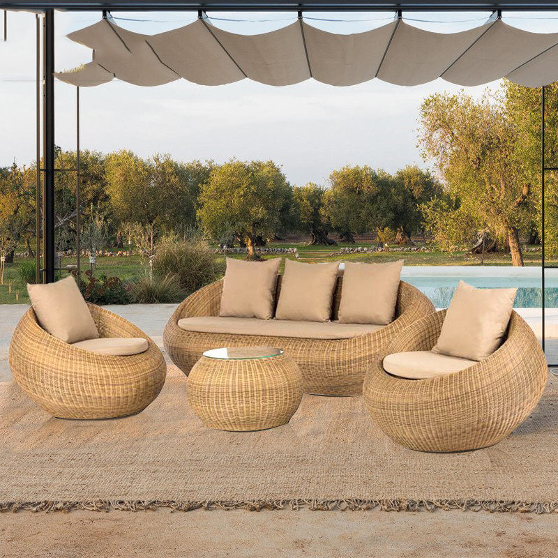 PurelyFeel Rattan outdoor chair sofa balcony outdoor combination furniture rattan coffee table