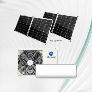 Puremind 9000Btu 12000Btu 18000Btu Wall Mounted Split AC Solar Powered DC 48V Hybrid Off Grid Solar Air Conditioner Wifi APP