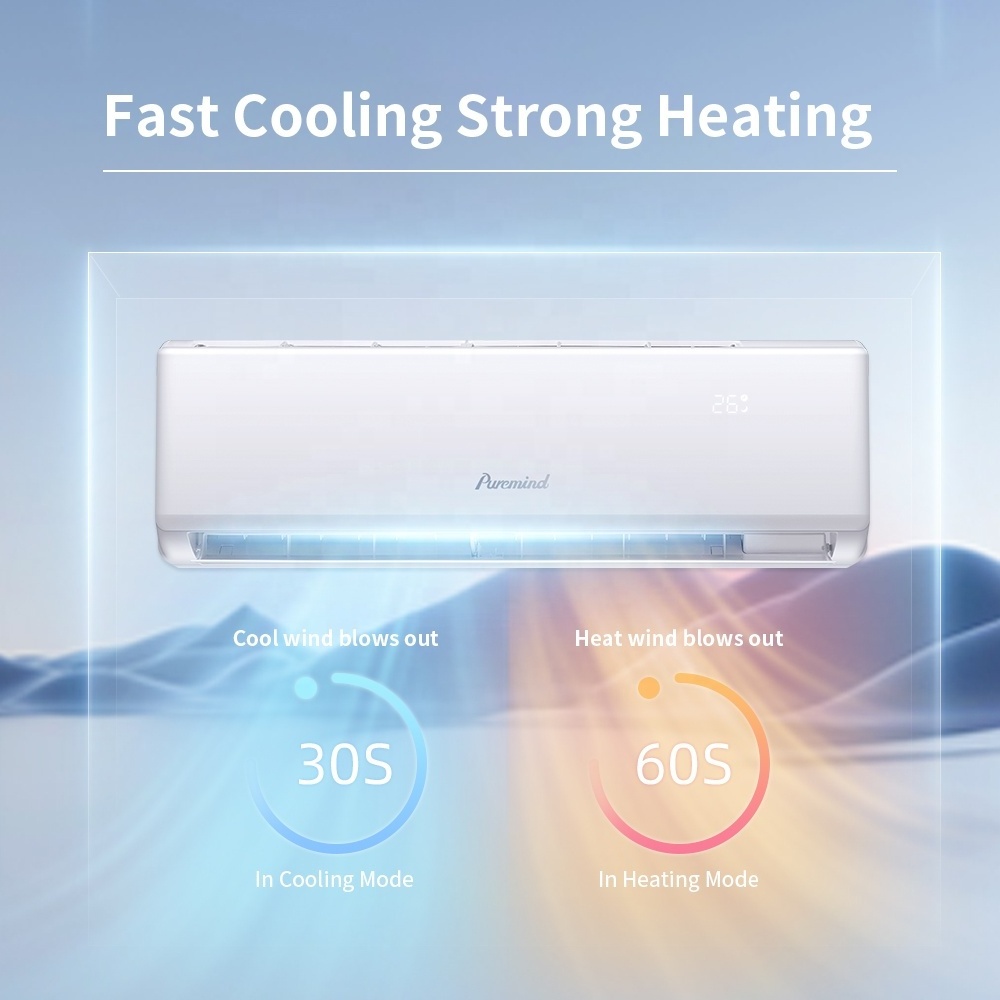 Puremind Customize Cooling Heating Smart Mini Split Air Conditioners 9000 12000 18000 24000 BTU Wall Mounted Air Conditioner